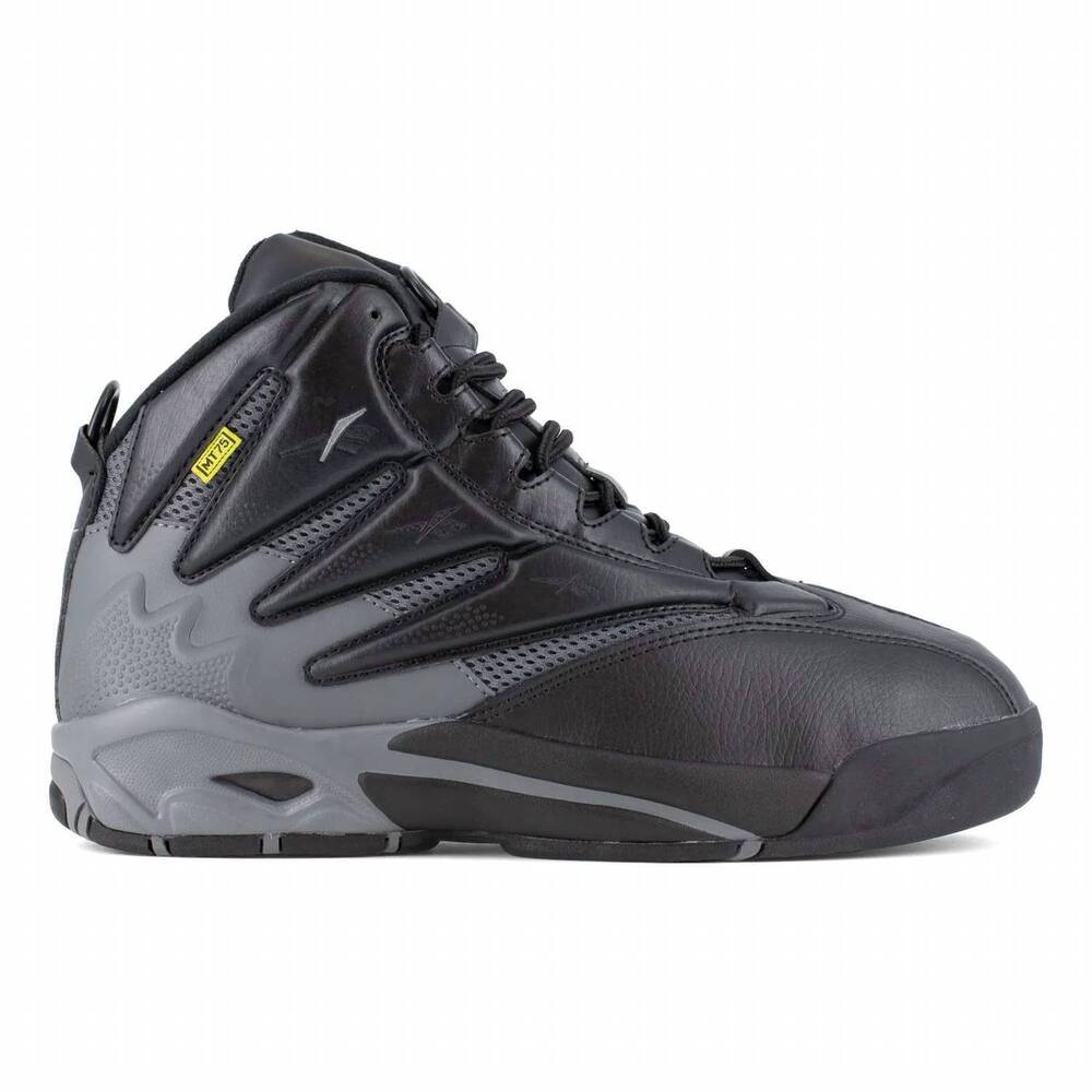 NEW REEBOK men's blast work high top work sneaker in black/dark grey